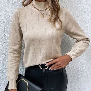 Mock neck ribbed knot sweater